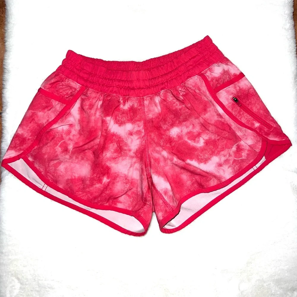 RARE Lululemon 🍋  pink tie dye tracker shorts size 10